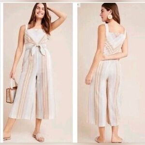 Anthropologie Beige and Cream Romper